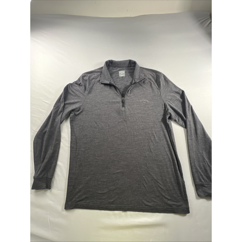 Callaway Sweatshirt Mens Medium Gray 1/4 Zip Golf Polyester L/S Pullover